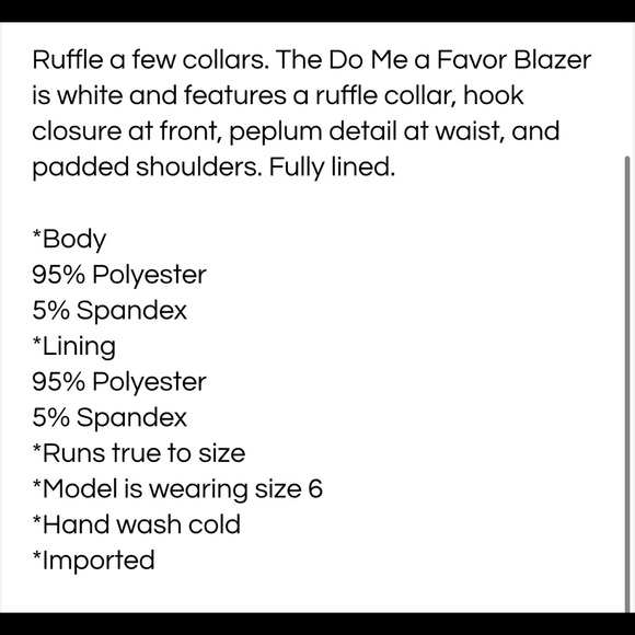 🦋SOLD🦋Nasty Gal Do Me a Favor Ruffle Blazer - Picture 4 of 16